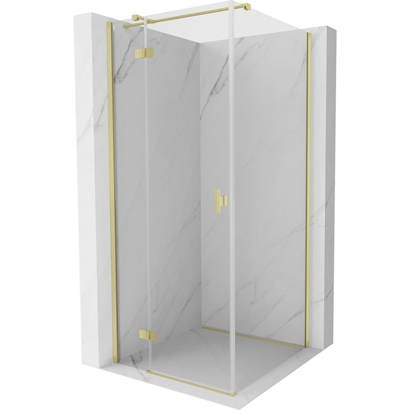 Mexen Mist-H T left-hand hinged shower enclosure 90 x 90 cm, transparent, brushed gold - 8A5T-090-090-55-00-L