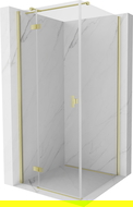 Mexen Mist H T Duschkabine mit Schwingtür links 90 x 90 cm, transparent, gebürstet gold - 8A5T-090-090-55-00-L