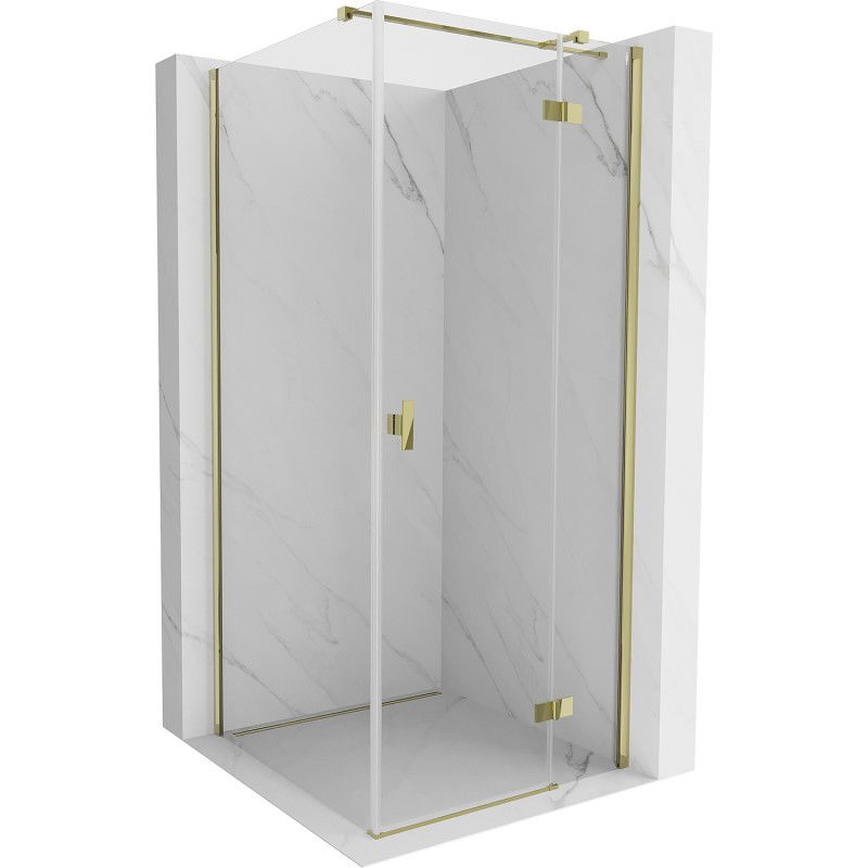 Mexen Mist-H T douchecabine draaibaar rechts 100 x 100 cm, transparant, goud - 8A5T-100-100-50-00-P