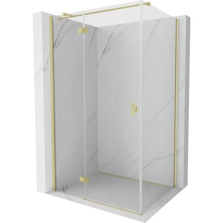 Mexen Mist H T Duschkabine nach links öffnend 100 x 90 cm, transparent, gebürstetes Gold - 8A5T-100-090-55-00-L