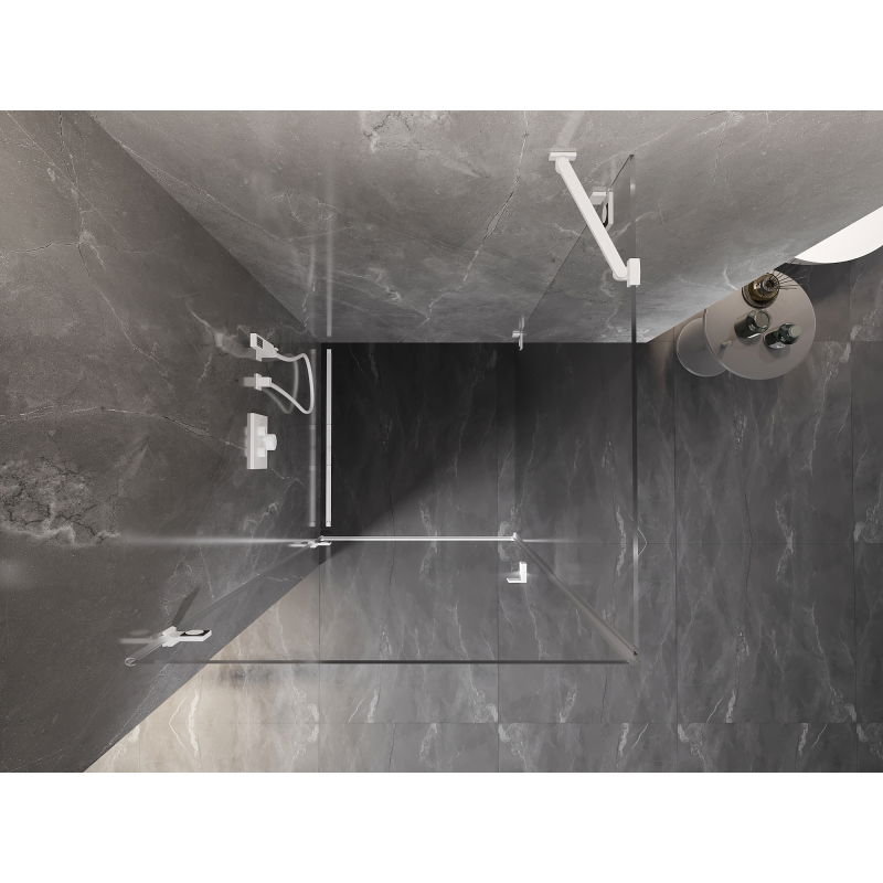 Mexen Lunar-B cabina de ducha abatible izquierda 70 x 70 cm, transparente, blanco - 832-070-070-20-00-L