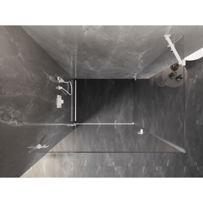 Mexen Lunar-B kreisā atvāžamā dušas kabīne 85 x 80 cm, caurspīdīga, balta - 832-085-080-20-00-L