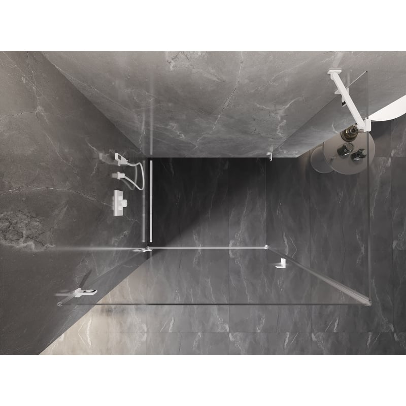 Mexen Lunar-B cabina de ducha abatible izquierda 90 x 80 cm, transparente, blanca - 832-090-080-20-00-L