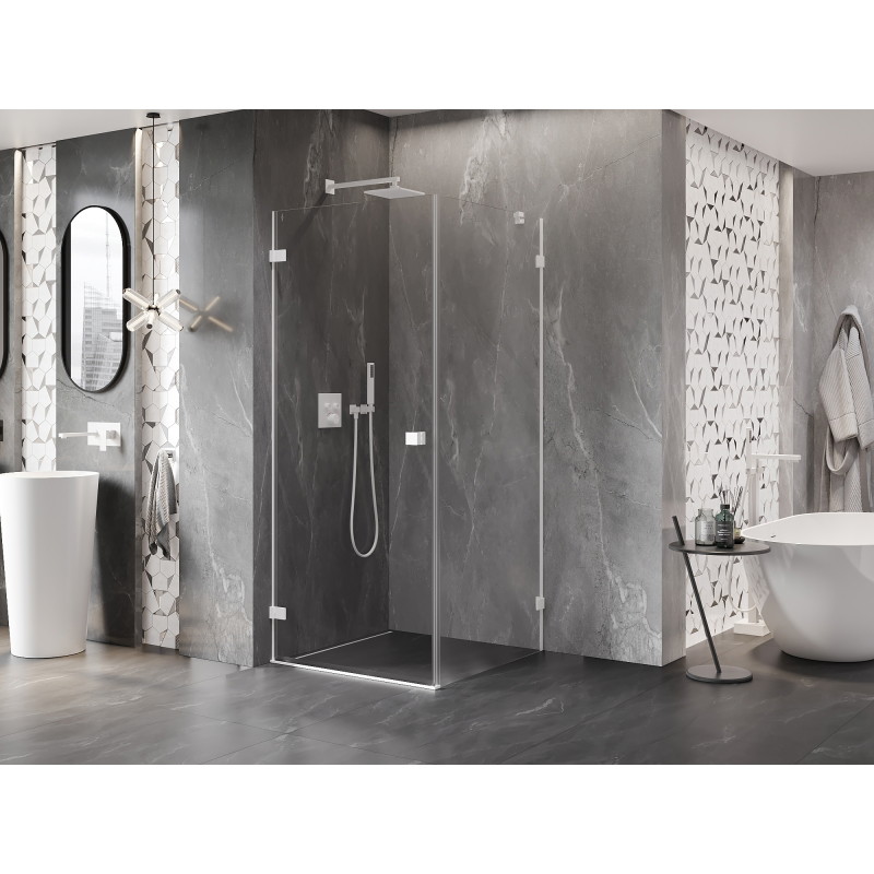 Mexen Lunar-B tuš kabina z nihajočimi vrati levo 90 x 90 cm, prozorna, bela - 832-090-090-20-00-L