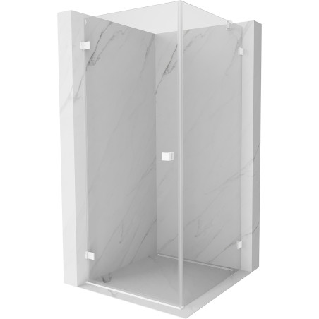 Mexen Lunar-B vasakpoolne avatav dušinurk 100 x 100 cm, läbipaistev, valge - 832-100-100-20-00-L
