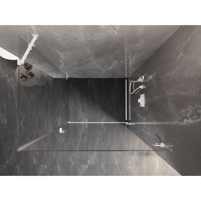 Mexen Lunar-B cabine de duche frontal direita 90 x 80 cm, transparente, branca - 832-090-080-20-00-P