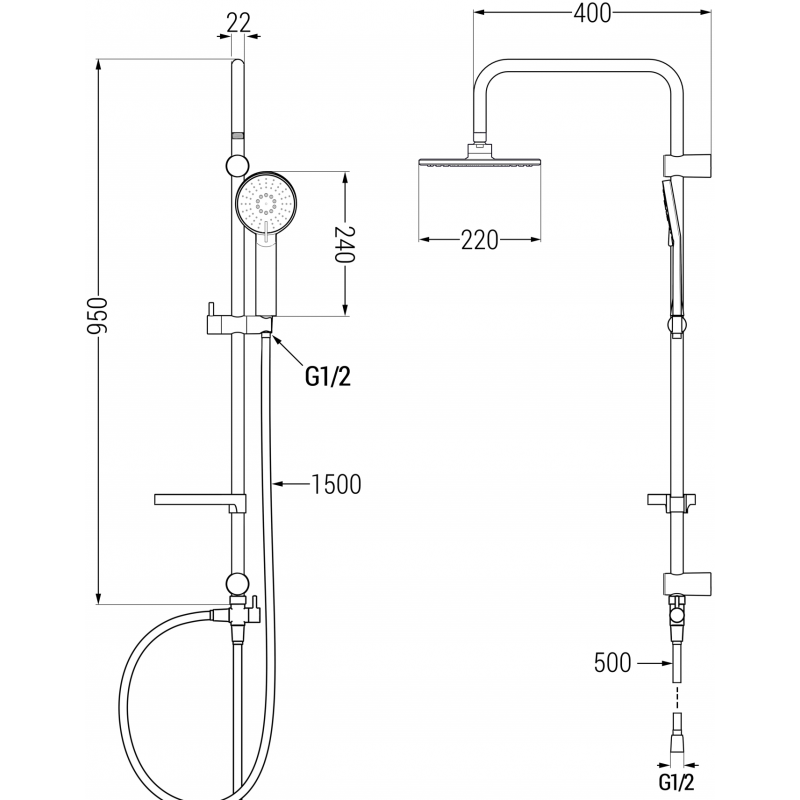 Mexen X40 στήλη ντους, χρώμιο - 798404091-00