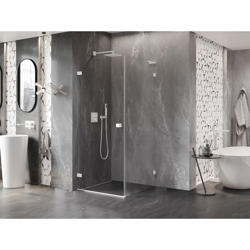 Mexen Lunar-B L cabina doccia con porta a battente sinistra 80 x 80 cm, trasparente, bianco - 832L-080-080-20-00-L