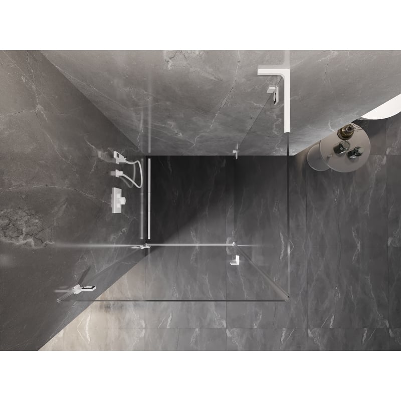 Mexen Lunar-B L cabina de ducha abatible izquierda 80 x 80 cm, transparente, blanca - 832L-080-080-20-00-L