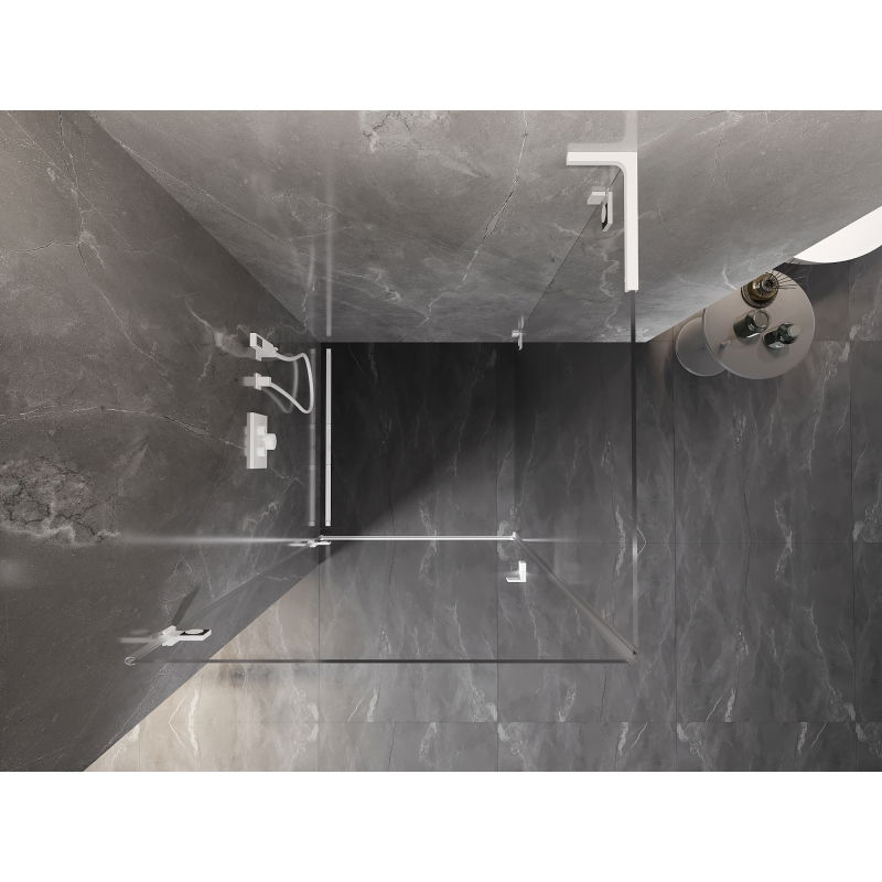 Mexen Lunar-B L douchecabine, links scharnierend, 90 x 90 cm, transparant, wit - 832L-090-090-20-00-L