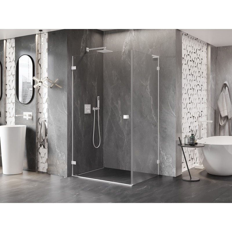 Mexen Lunar-B L tuš kabina sa zakretnim vratima lijevo 100 x 90 cm, prozirna, bijela - 832L-100-090-20-00-L