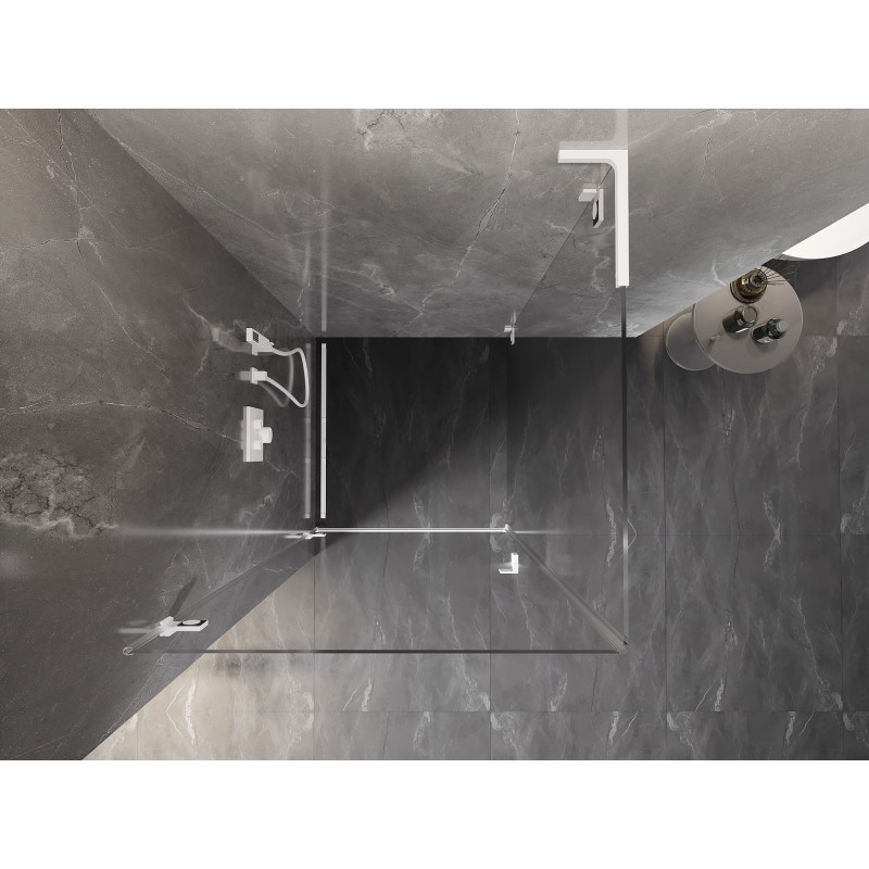 Mexen Lunar-B L prosto krilna prha kabina levo 100 x 100 cm, prozorna, bela - 832L-100-100-20-00-L