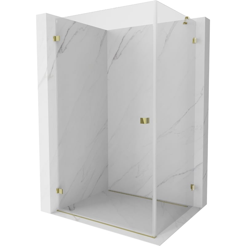 Mexen Lunar-B Duschkabine schwenkbar links 95 x 80 cm, transparent, gold - 832-095-080-50-00-L