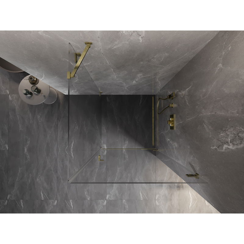 Mexen Lunar-B oikeanpuoleinen käännettävä suihkukaappi 70 x 70 cm, läpinäkyvä, kultainen - 832-070-070-50-00-P
