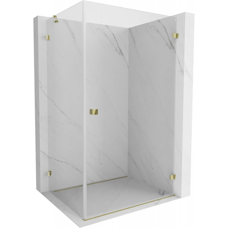 Mexen Lunar-B right hinged shower cabin 85 x 70 cm, transparent, gold - 832-085-070-50-00-P