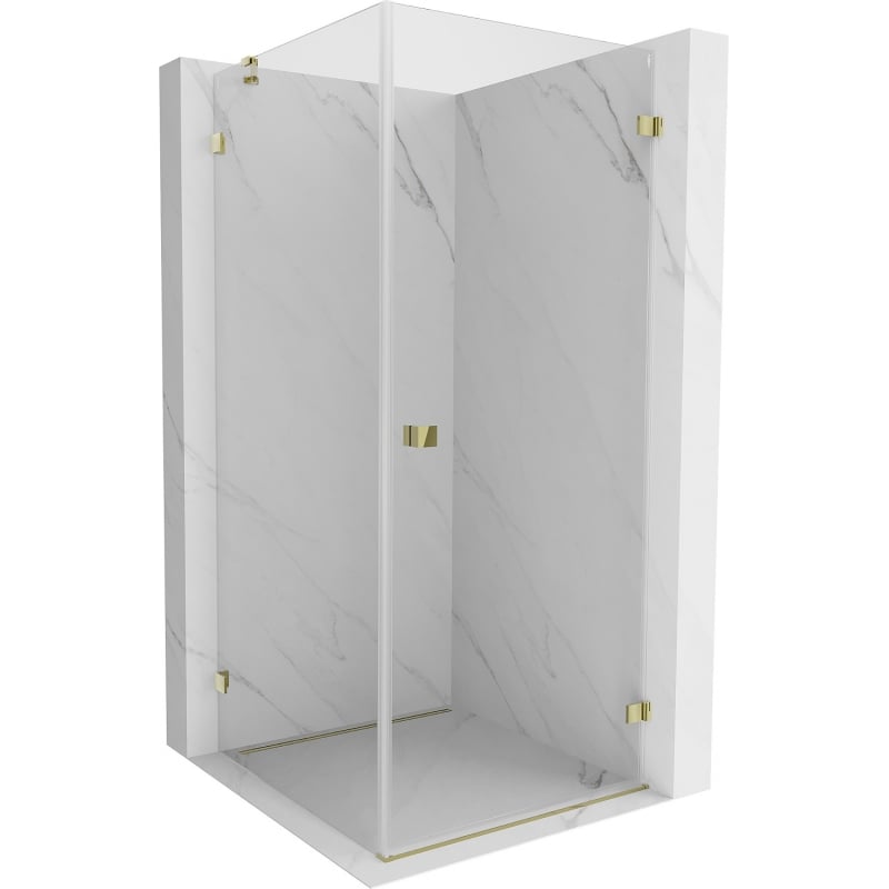 Mexen Lunar-B right-side hinged shower enclosure 80 x 80 cm, transparent, gold - 832-080-080-50-00-P