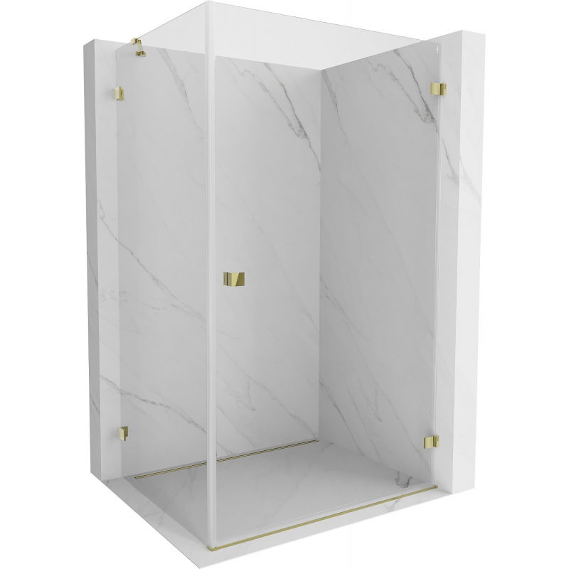 Mexen Lunar-B Duschkabine schwenkbar rechts 95 x 90 cm, transparent, gold - 832-095-090-50-00-P