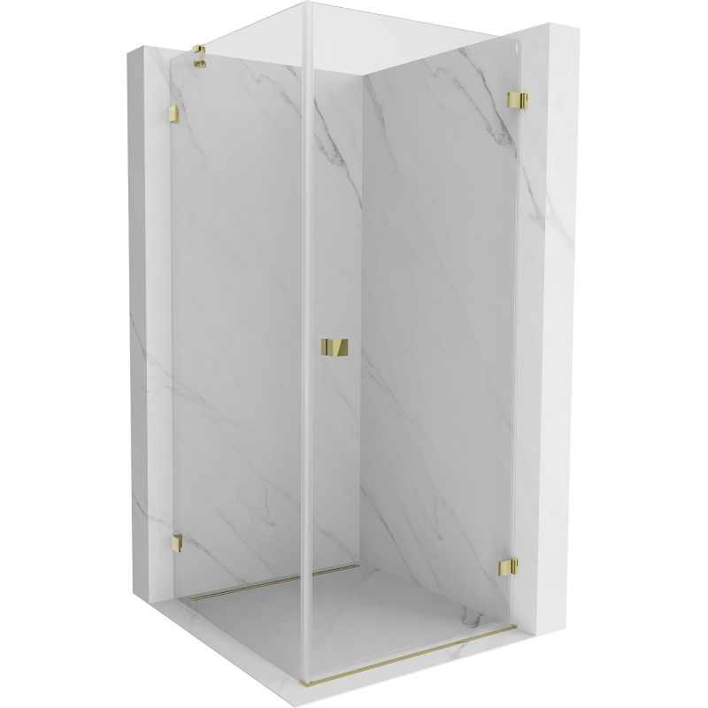 Mexen Lunar-B Duschkabine schwenkbar rechts 100 x 100 cm, transparent, gold - 832-100-100-50-00-P