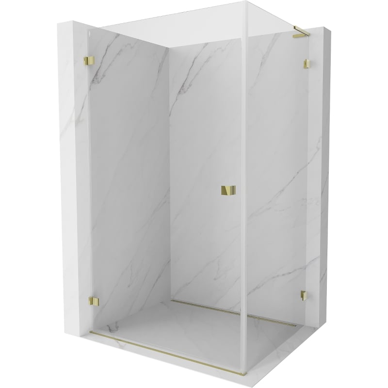 Mexen Lunar-B L draaibare douchecabine links 95 x 70 cm, transparant, goud - 832L-095-070-50-00-L