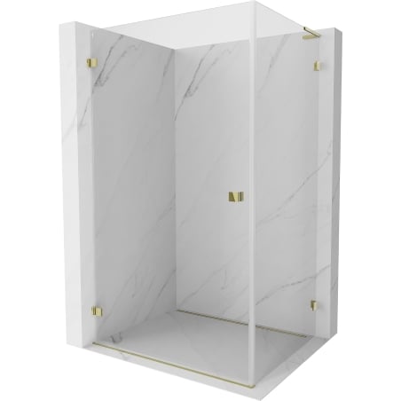 Mexeni Lunar-B L pööratav vasakpoolne dušinurk 95 x 80 cm, läbipaistev, kuldne - 832L-095-080-50-00-L