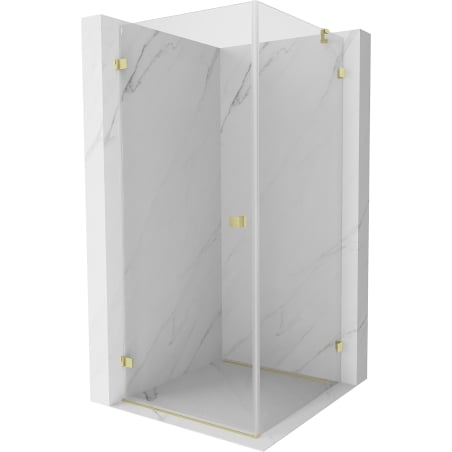 Mexen Lunar-B Duschkabine schwenkbar links 70 x 70 cm, transparent, gold gebürstet - 832-070-070-55-00-L