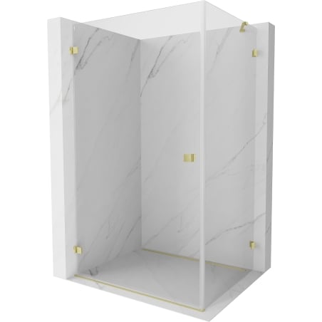 Mexen Lunar-B Duschkabine schwenkbar links 85 x 70 cm, transparent, gebürstetes Gold - 832-085-070-55-00-L