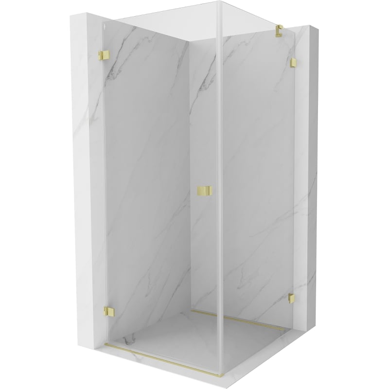 Mexen Lunar-B Left Hinged Shower Enclosure 80 x 80 cm, Transparent, Brushed Gold - 832-080-080-55-00-L