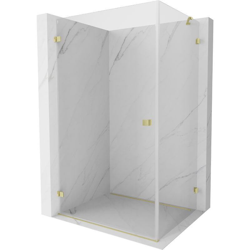 Mexen Lunar-B draaideur douchecabine links 100 x 90 cm, transparant, geborsteld goud - 832-100-090-55-00-L
