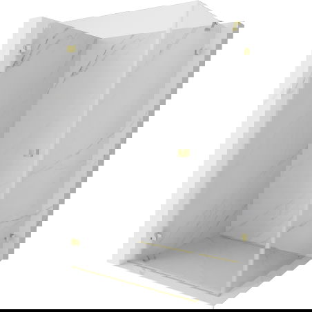 Mexen Lunar-B schuifdouchecabine links 100 x 90 cm, transparant, goud geborsteld - 832-100-090-55-00-L