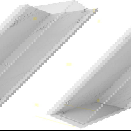 Mexen Lunar-B Duschkabine schwenkbar links 100 x 100 cm, transparent, gebürstetes Gold - 832-100-100-55-00-L