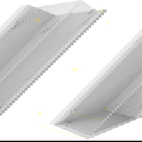 Mexen Lunar-B kabina za prhanje z levo krilno vrati 100 x 100 cm, prozorna, brušeno zlato - 832-100-100-55-00-L