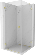 Mexen Lunar-B Duschkabine schwenkbar links 100 x 100 cm, transparent, gebürstetes Gold - 832-100-100-55-00-L