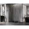 Mexen Lunar-B Duschkabine schwenkbar links 100 x 100 cm, transparent, gebürstetes Gold - 832-100-100-55-00-L