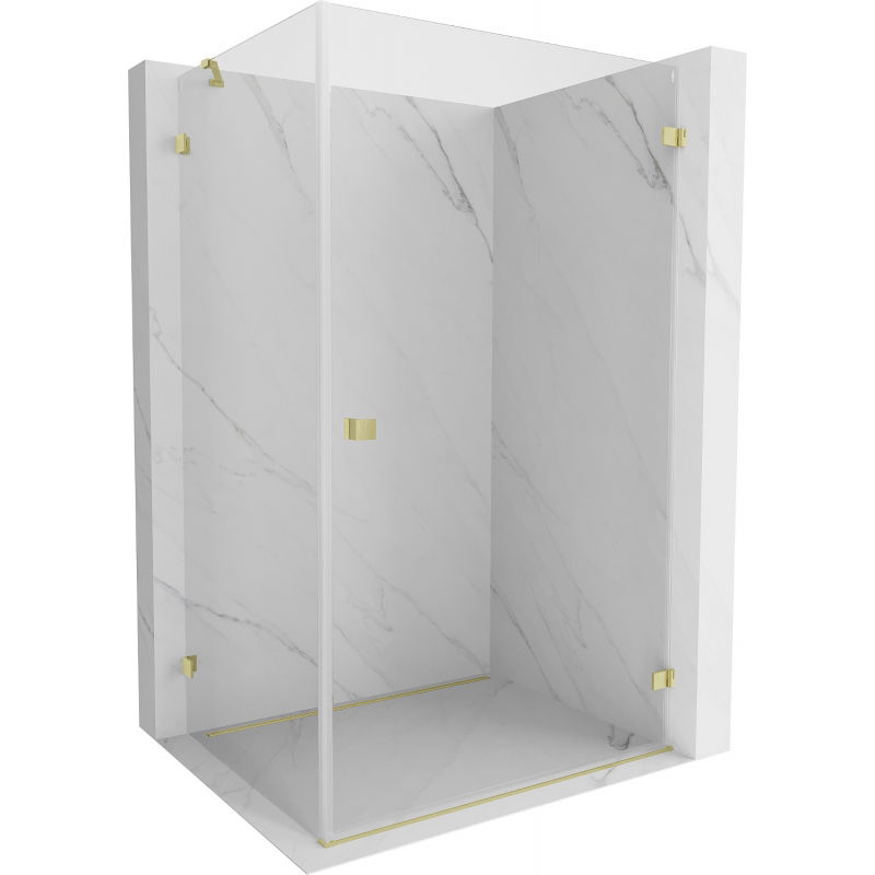 Mexen Lunar-B Duschkabine, rechts öffnend, 75 x 70 cm, transparent, gebürstetes Gold - 832-075-070-55-00-P