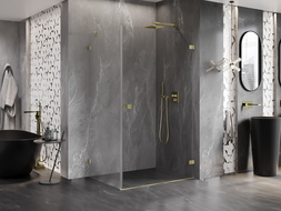 Mexen Lunar-B duschkabin infällbar höger 80 x 70 cm, transparent, borstad guld - 832-080-070-55-00-P