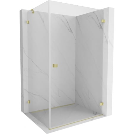 Mexen Lunar-B right hinged shower enclosure 85 x 80 cm, transparent, brushed gold - 832-085-080-55-00-P