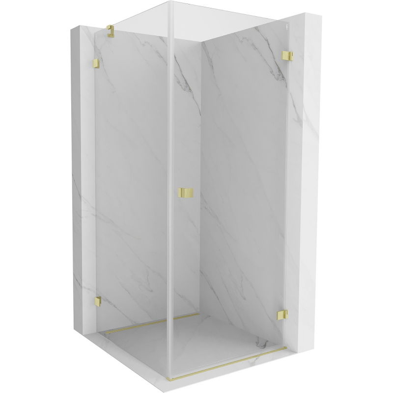 Mexen Lunar-B Duschkabine mit Schwingtür rechts 90 x 90 cm, transparent, gebürstetes Gold - 832-090-090-55-00-P