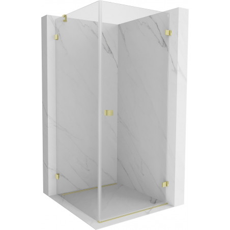 Mexen Lunar-B paremanustatav dušinurk parempoolne 90 x 90 cm, läbipaistev, kuldne harjatud - 832-090-090-55-00-P