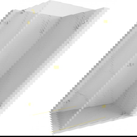 Mexen Lunar-B desna zgibna tuš kabina 95 x 90 cm, prozorna, brušeno zlato - 832-095-090-55-00-P