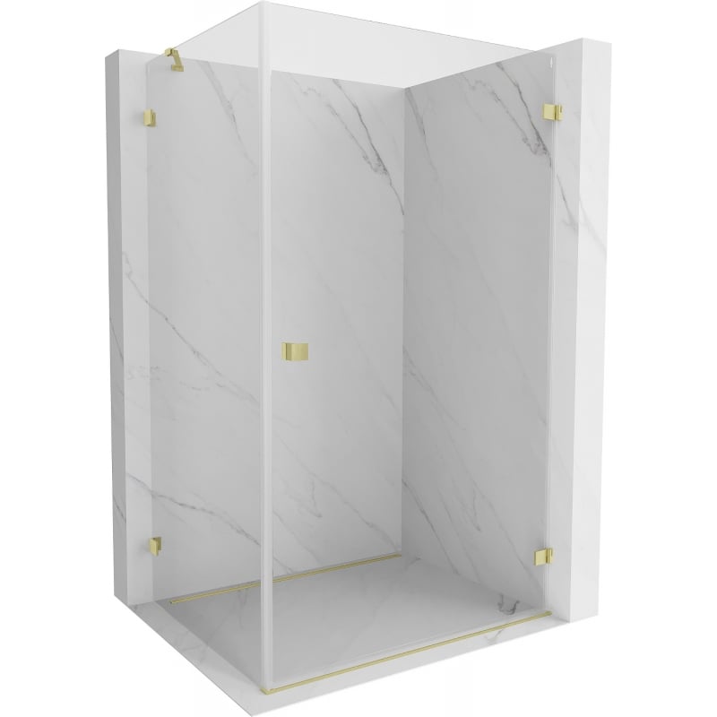 Mexen Lunar-B Duschkabine schwenkbar rechts 100 x 90 cm, transparent, gebürstetes Gold - 832-100-090-55-00-P