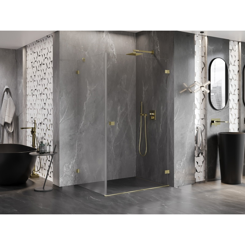 Mexen Lunar-B dušinurk, parempoolne 100 x 90 cm, läbipaistev, kuldne harjatud - 832-100-090-55-00-P
