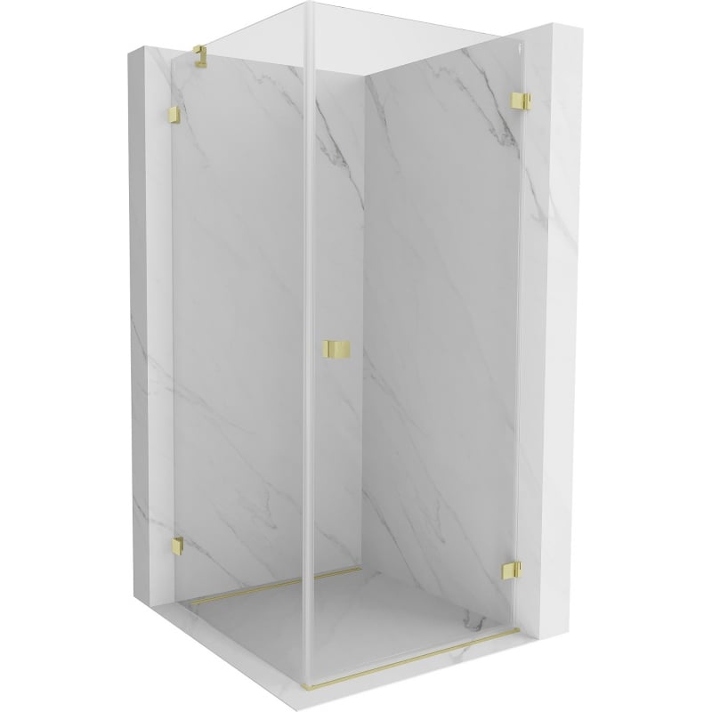 Mexen Lunar-B Duschkabine, rechts öffnend, 100 x 100 cm, transparent, gebürstetes Gold - 832-100-100-55-00-P