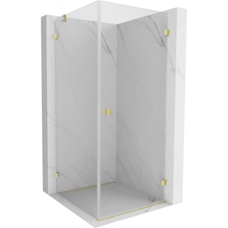 Mexen Lunar-B Duschkabine, rechts öffnend, 100 x 100 cm, transparent, gebürstetes Gold - 832-100-100-55-00-P