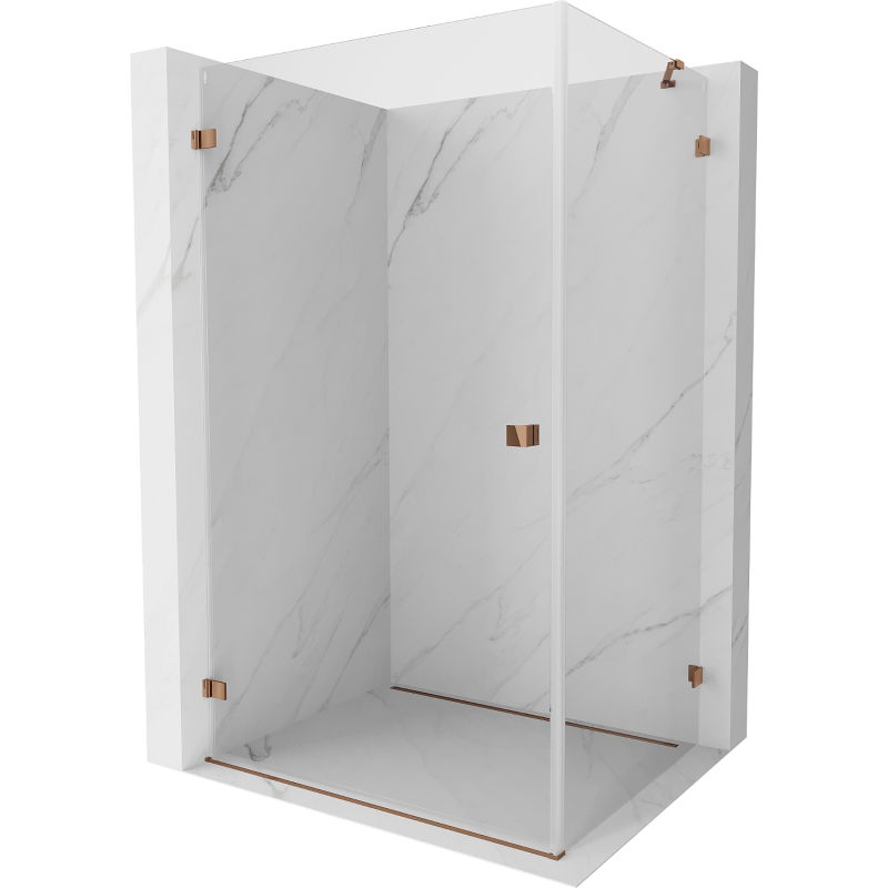Mexen Lunar-B cabine de douche pivotante gauche 75 x 70 cm, transparent, or rose - 832-075-070-60-00-L