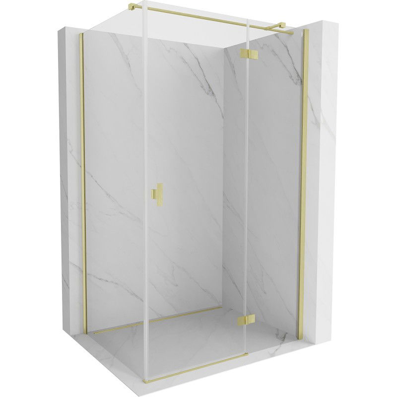 Mexen Mist H T Duschkabine, nach rechts öffnend, 90 x 70 cm, transparent, gebürstetes Gold - 8A5T-090-070-55-00-P