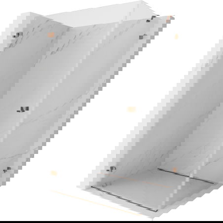 Mexen Lunar-B duschkabinn opklappbar lénks 80 x 70 cm, transparent, rosegolt - 832-080-070-60-00-L