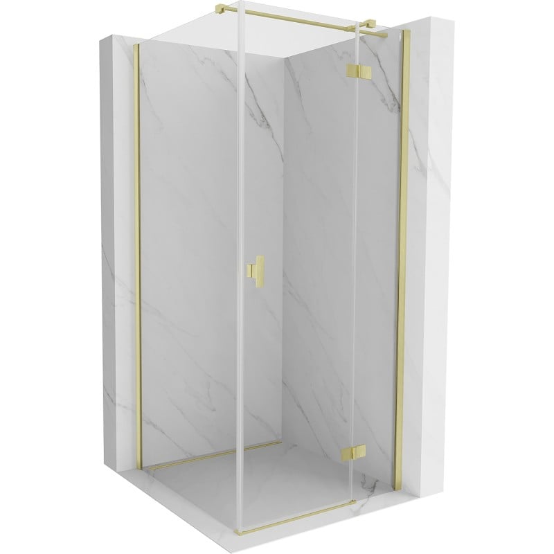 Mexen Mist H T shower enclosure, right hinged 75 x 75 cm, clear, brushed gold - 8A5T-075-075-55-00-P