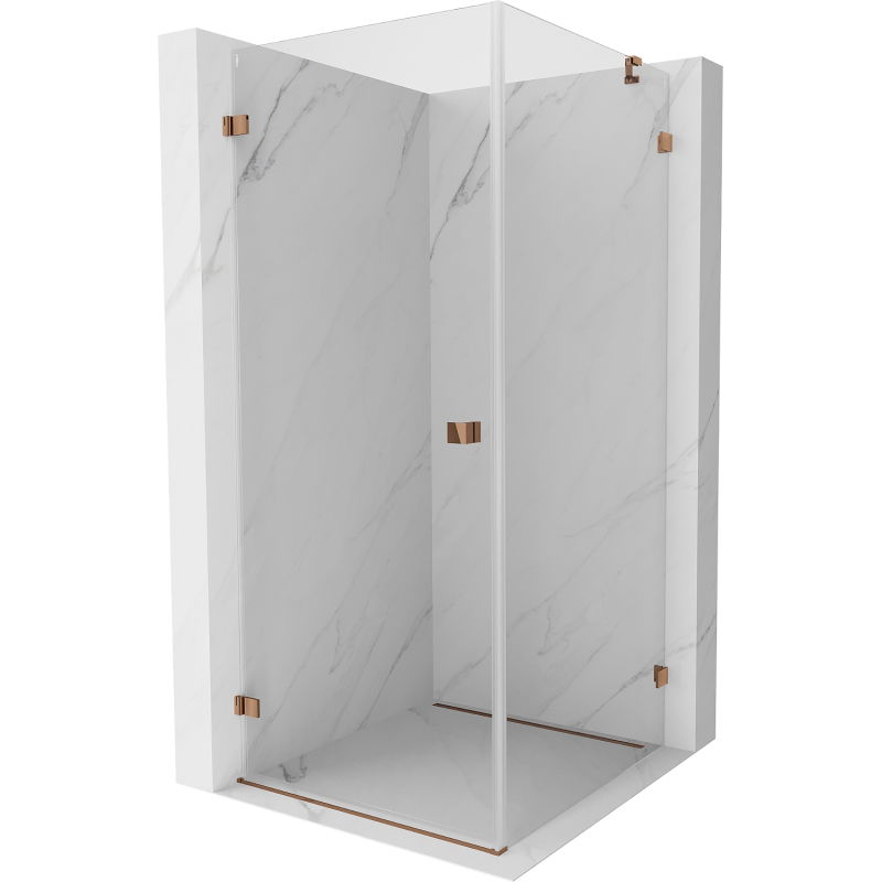 Mexen Lunar-B hinged shower enclosure left 80 x 80 cm, transparent, pink gold - 832-080-080-60-00-L