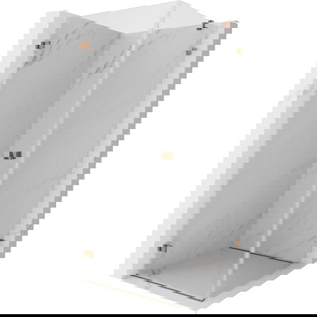 Mexen Lunar-B levo krilna tuš kabina 80 x 80 cm, prozorna, rožnato zlato - 832-080-080-60-00-L