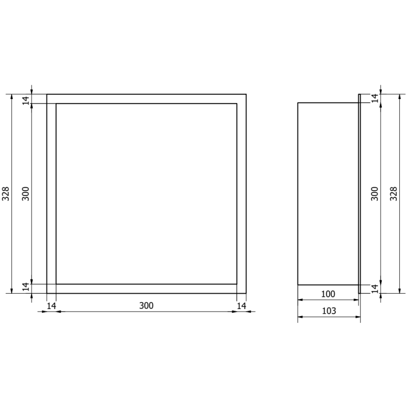 Mexen X-Wall-R prateleira embutida com flange 30 x 30 cm, inox - 1910303010